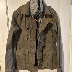 Superdry Olive Military Jacket with Gray Lining